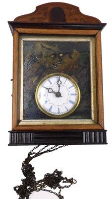 Lot 308 - An unusual late 19thC cuckoo clock, the dial...