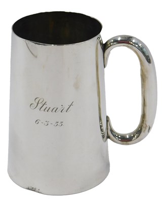Lot 324 - A George VI silver cylindrical tapering mug,...
