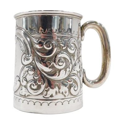 Lot 326 - A George V embossed silver christening...