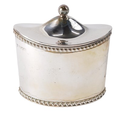 Lot 12 - An Edwardian silver oval tea caddy, with...