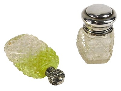 Lot 330 - A silver mounted cut glass dressing table jar,...