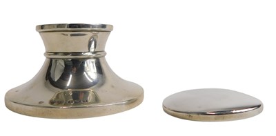 Lot 344 - A George V silver capstan shaped inkwell, with...
