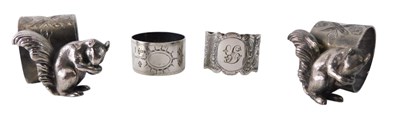 Lot 349 - A silver napkin ring, 0.96oz, a pair of...