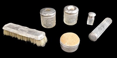 Lot 358 - A collection of glass and silver mounted items,...