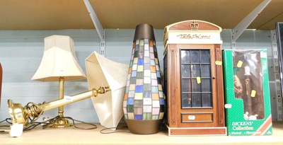 Lot 2005 - Two brass table lamps, each with a shade,...