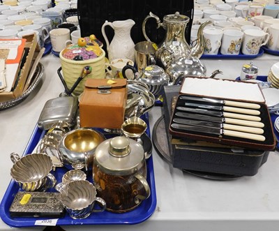 Lot 2036 - Plated wares, to include cigarette cases, part...