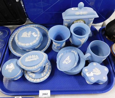 Lot 2062 - A group of Wedgwood blue Jasperware, to...