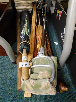 Lot 2101 - Various parasols, shooting stick, walking...