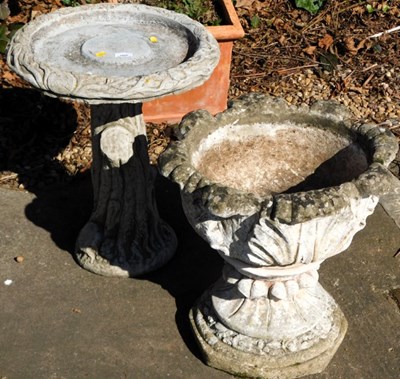 Lot 1662 - Bird bath, the column modelled as a tree trunk,...