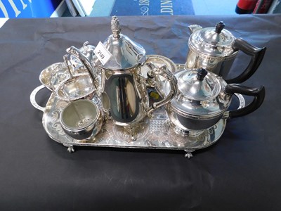 Lot 2149 - Various plated wares, to include teapot, sugar...