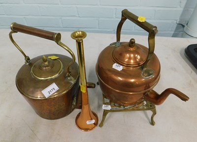 Lot 2175 - Two copper kettles, together with a pierced...