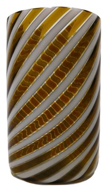 Lot 436 - A Venini style cylindrical vase, with white...