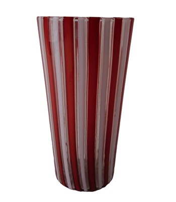 Lot 438 - A Venetian glass tapering cylindrical vase in...
