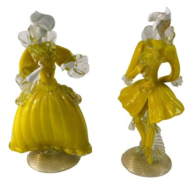 Lot 440 - A pair of Venetian glass figures, modelled in...