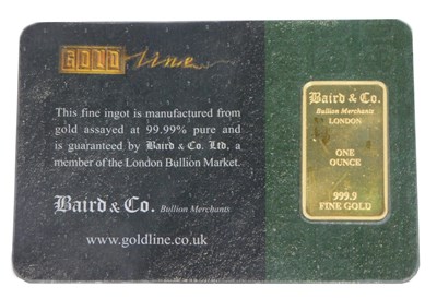 Lot 21 - A Baird & Co 999.9% pure fine gold ONE OUNCE...