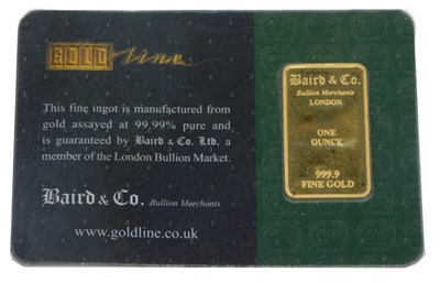 Lot 23 - A Baird & Co 999.9% pure fine gold ONE OUNCE...