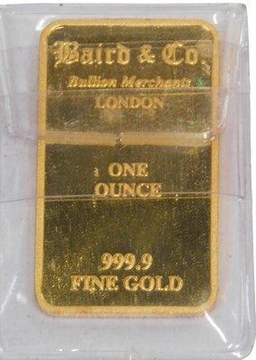 Lot 32 - A Baird & Co 999.9% pure fine gold ONE OUNCE...