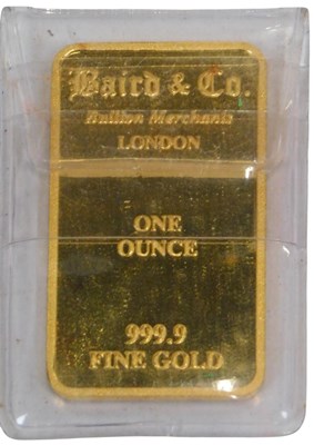 Lot 33 - A Baird & Co 999.9% pure fine gold ONE OUNCE...