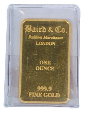 Lot 34 - A Baird & Co 999.9% pure fine gold ONE OUNCE...