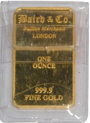 Lot 35 - A Baird & Co 999.9% pure fine gold ONE OUNCE...