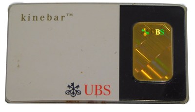 Lot 37 - A UBS 999.9% pure fine gold TEN gram ingot, in...