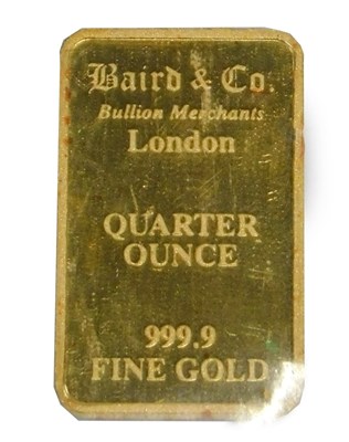 Lot 38 - A Baird & Co pure fine gold QUARTER OUNCE...