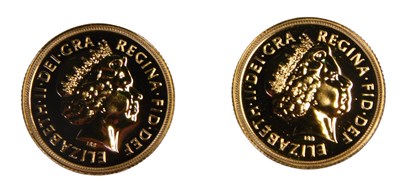 Lot 49 - Two Queen Elizabeth II gold Sovereigns, in a...