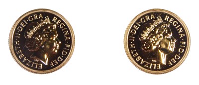 Lot 52 - Two Queen Elizabeth II gold Sovereigns, in a...