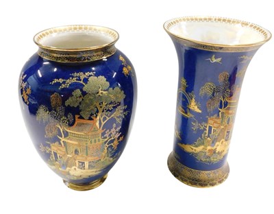 Lot 471 - A Carltonware blue lustre vase, decorated with...