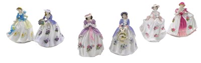 Lot 491 - Six Royal Worcester porcelain figurines, to...