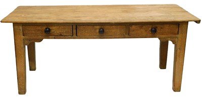 Lot 17 - A Victorian pine kitchen or dairy table, the...