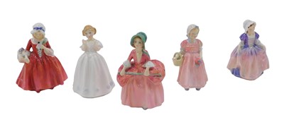 Lot 499 - Five Royal Doulton small figurines, Catherine,...