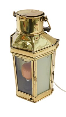 Lot 658 - A brass ship's cabin lantern, impressed Holder...