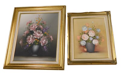 Lot 700 - D Frost. Still life vase with flowers, 50cm x...