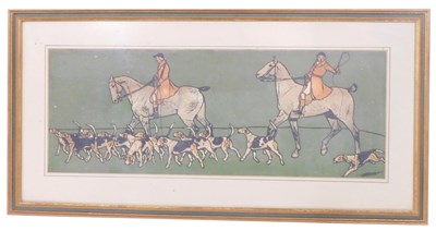 Lot 784 - Manner of Cecil Aldin. Huntsman and dogs,...