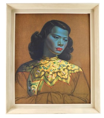 Lot 793 - After Tretchikoff. Asian lady, coloured print,...