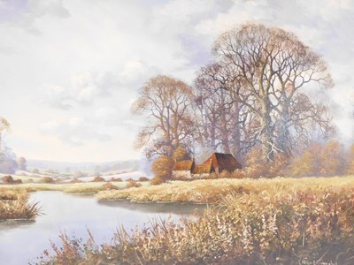 Lot 798 - Peter J Greenhill. River landscape with...