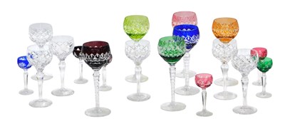 Lot 806 - A Harlequin set of six hock glasses, each with...