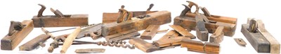 Lot 878 - A quantity of wooden block planes, saws, etc.