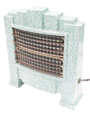Lot 880 - An Art Deco Revo green enamel electric heater,...