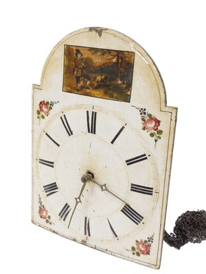 Lot 1005 - A 19thC Continental wall clock, the painted...