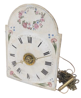 Lot 886 - A 19thC Continental wall clock, the painted...