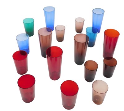 Lot 183 - A late 19th/early 20thC coloured glass beakers,...