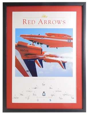 Lot 905 - A red arrows 2002 aerobatic team poster, with...