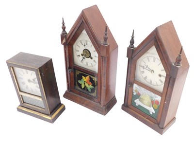 Lot 908 - Two American mantel clocks, each with an...