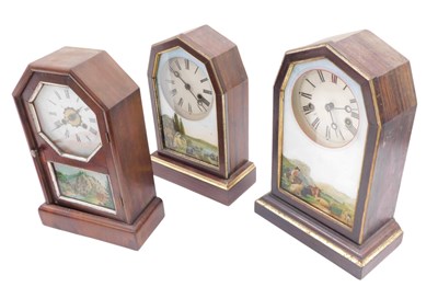 Lot 909 - Three late 19thC American mantel clocks, each...