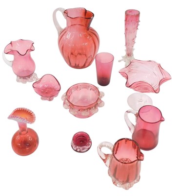 Lot 916 - A collection of Victorian cranberry tinted...