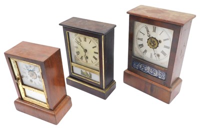 Lot 922 - Three American mantel clocks, each with a...