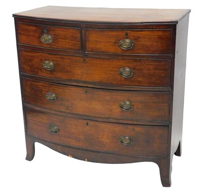 Lot 950 - A 19thC mahogany bow fronted chest of drawers,...