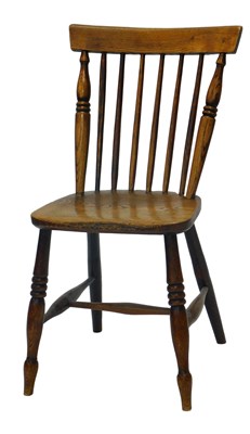 Lot 989 - A 19thC ash and elm spindle back side chair,...